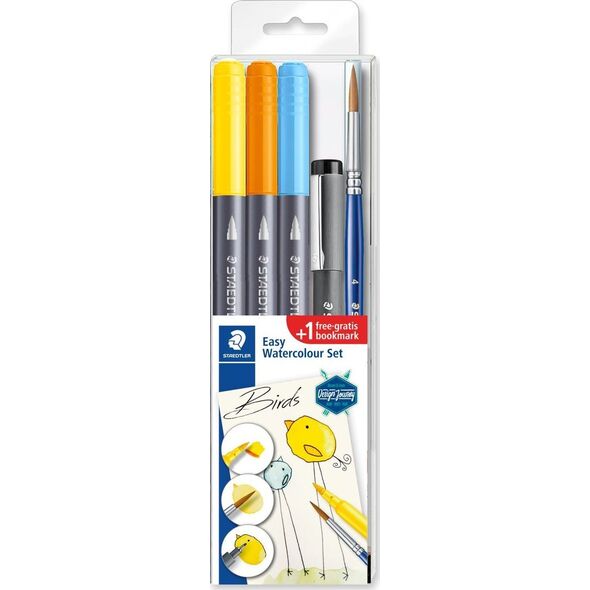 Staedtler STAEDTLER Wassermalset Vögel(3Pinselmarkern, 1Pigment Liner 11260427 4007817068380
