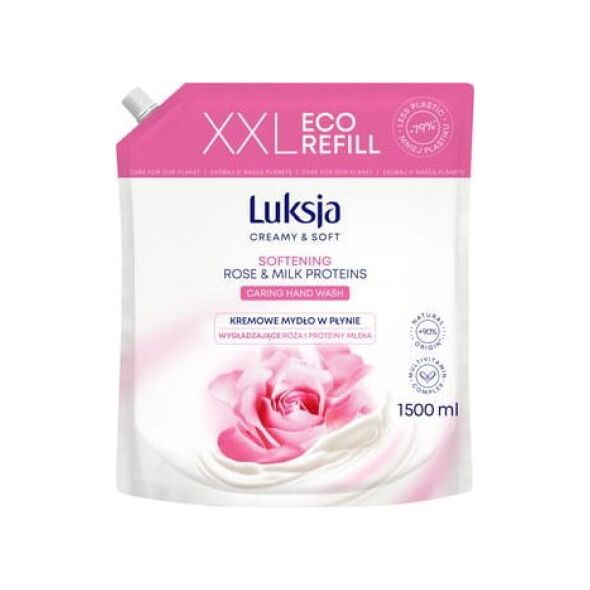 Luksja Luksja Creamy & Soft Kremowe mydło w płynie Róża i Proteiny mleka 1500 ml opakowanie uzupełniające 11265233 5900536349275