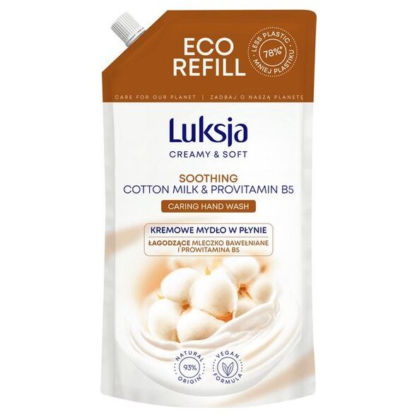 Luksja Luksja Creamy & Soft Kremowe mydło w płynie Mleczko bawełniane i Prowitamina B5 900 ml opakowanie uzupełniające 11285625 5900536349206