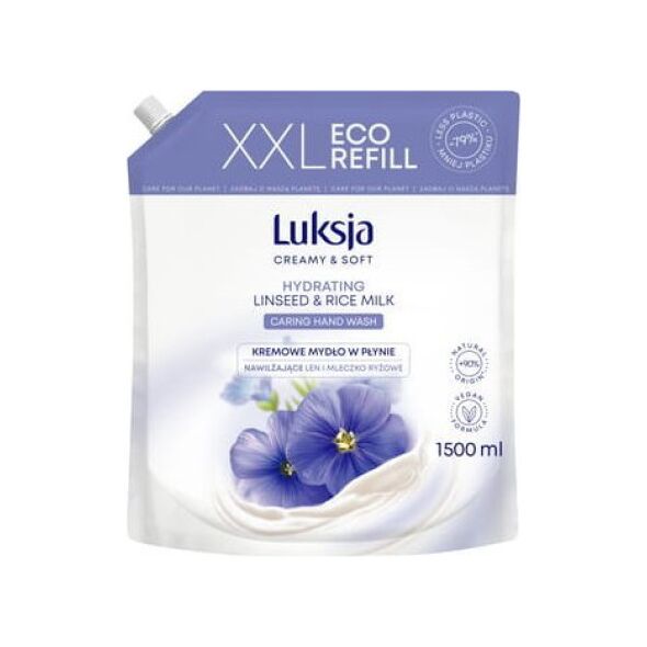 Luksja Luksja Creamy & Soft Kremowe mydło w płynie Len i Mleczko ryżowe 1500 ml opakowanie uzupełniające 11285880 5900536349268