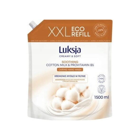 Luksja Luksja Creamy & Soft Kremowe mydło w płynie Mleczko Bawełniane i Prowitamina B5 1500 ml opakowanie uzupełniające 11286307 5900536349251
