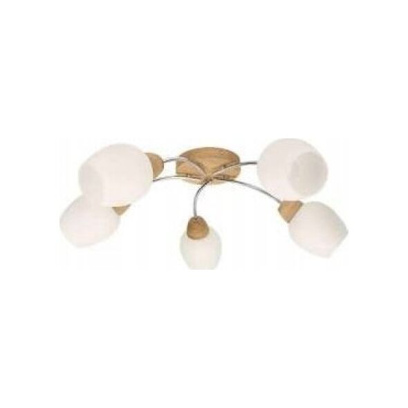 Lampa sufitowa Spot Light Santa 8551574 plafon lampa sufitowa 5x60W E27 drewniany/chromowy 11620294 5907795179780