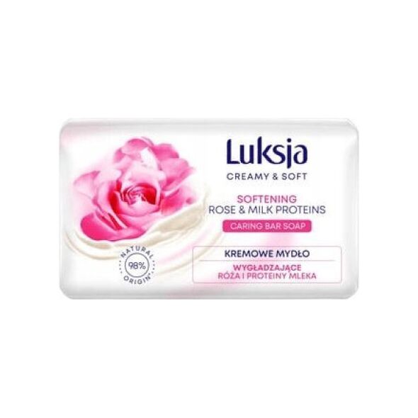 Sarantis Luksja Creamy & Soft Wygładzające Kremowe Mydło w kostce Róża & Proteiny Mleka 90g 11651189 5900536348742