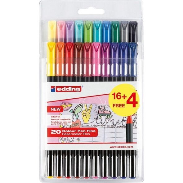 Edding Pisak z cienką końcówką e-1200 EDDING, 1 mm, 20 szt., mix kolorów 11716183 4057305020246