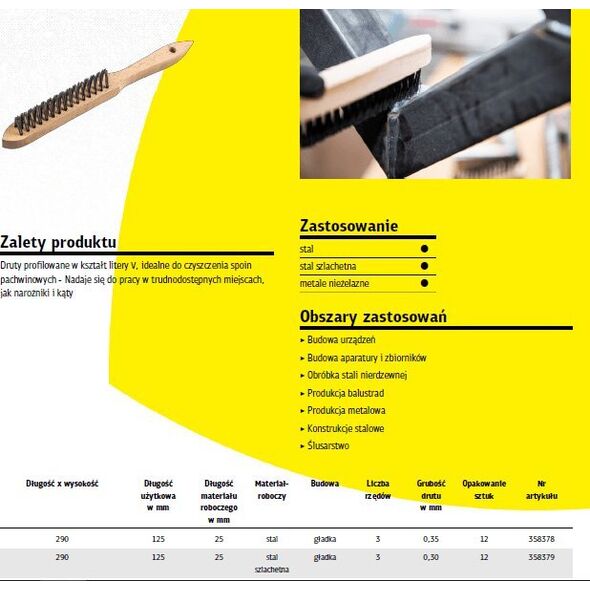 Klingspor K.SZCZOTKA DO SPAWÓW PACHWINOWYCH DRUT NIERDZEWNY 11740327 4014855450510