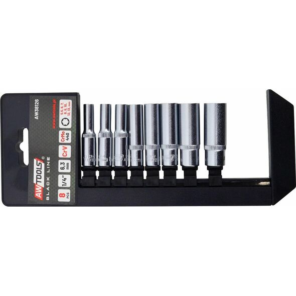 AWTools AWTOOLS ZESTAW NASADEK DŁUGICH 1/4" KOMPLET 8cz. / BL 11741028 5903678604790