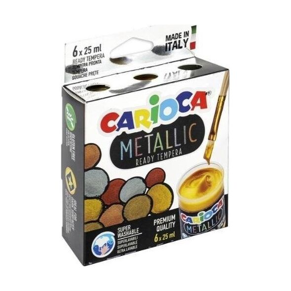 Carioca Farby tempery metaliczne 6 kolorów CARIOCA 11755014 8003511026004