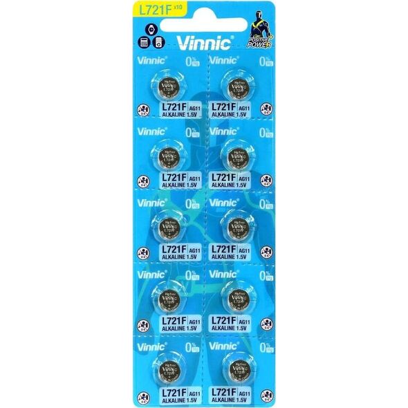 Vinnic VINNIC BATERIE ALKALICZNE GUZIKOWE MINI G11/AG11/LR58 BLISTER 10 SZTUK L721F 11812872 4898338007459