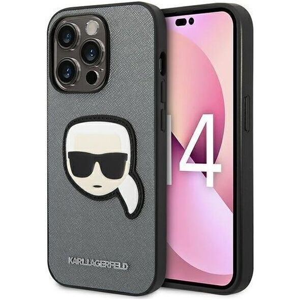 Karl Lagerfeld Karl Lagerfeld Saffiano Karl Head Patch Case - Etui iPhone 14 Pro Max (srebrny) 11822792 3666339077105