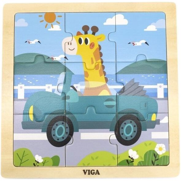 Viga Toys VIGA Poręczne Drewniane Puzzle Żyrafa w aucie 9 elementów 11963686 6971608446290