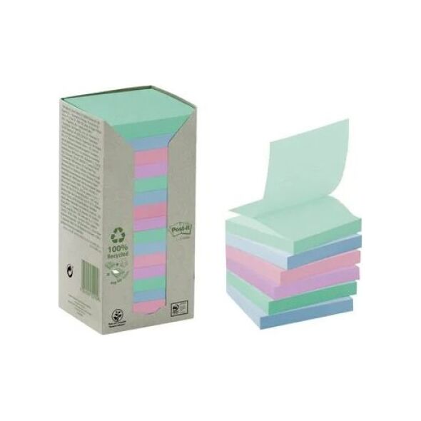 Post-It 3M Ekologiczne karteczki samoprzylepne Post-it® Z-Notes, NATURE, pastelowe, 76x76mm, 16x100 kart. 12515107 4054596926738