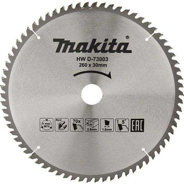 Makita MAKITA PIŁA TARCZOWA DO ALUMINIUM 260x30x70z ECONOMY 12555320 88381581813