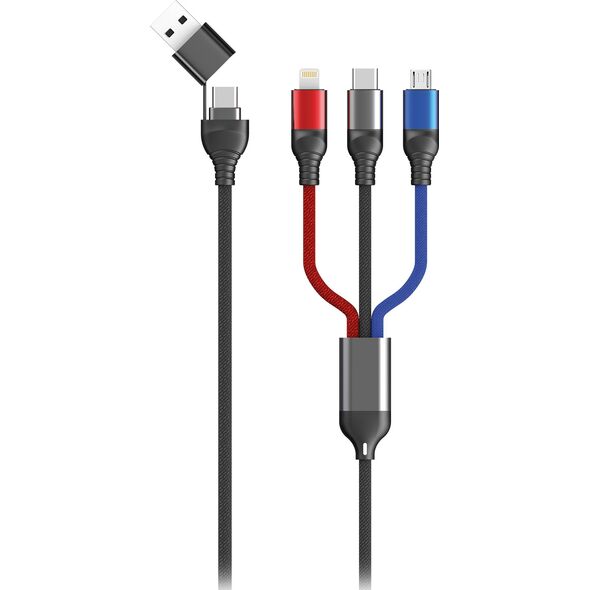 Kabel USB 2GO USB-A + USB-C - USB-C + microUSB + Lightning 1.2 m Czarny (797361) 12569790 4010425973618