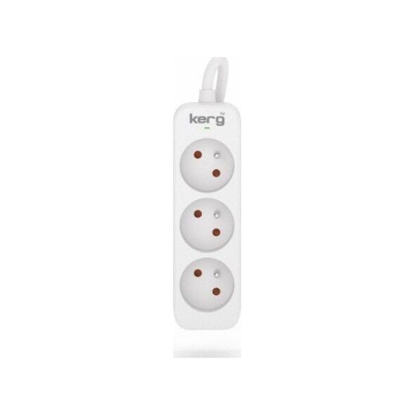 Kerg Przedłużacz KERG bez wyłącznika-3 gniazda-biało-szary-1,5m-10A-H05VV-F-3x1,0mm2 12613445 5901791030151