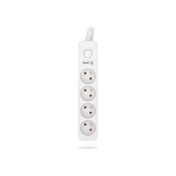 Kerg Przedłużacz KERG z wyłącznikiem-4 gniazda-biało-szary-1,5m-10A-H05VV-F-3x1,0mm2 12613454 5901791140157
