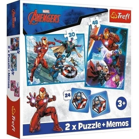 Trefl Puzzle 2w1 + memos Avengers Bohaterowie w akcji 93333 Trefl 12645718 5900511933338