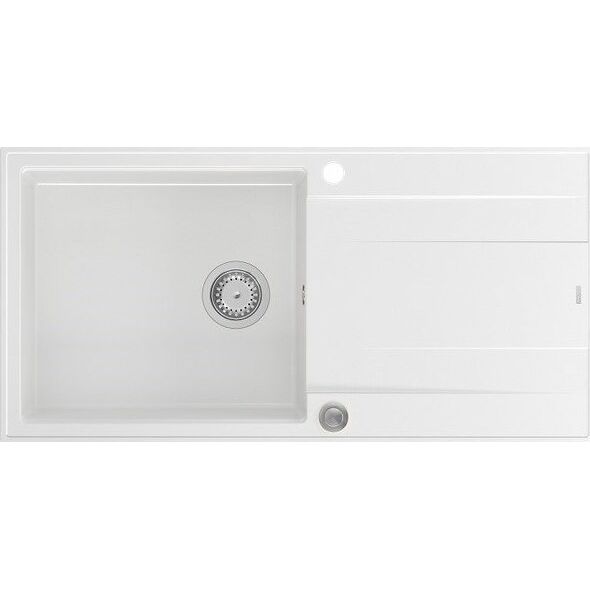 Zlewozmywak GraniteQ EVAN 146 XL GraniteQ zlewozmywak z syfonem Push 2 Open 1-komorowy z/o (1000x500x210| kom. 420x480) snow white / elementy stalowe 12945555 5904310997713