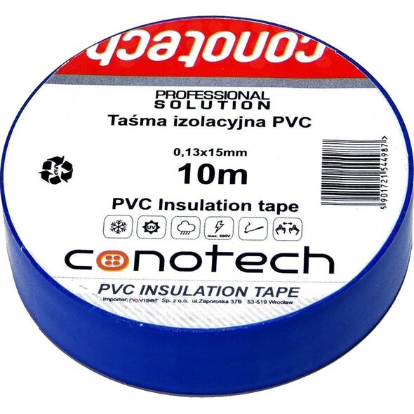 Conotech Taśma izolacyjna niebieska PVC 0,13x15x10m NS 12995267 5901721544987