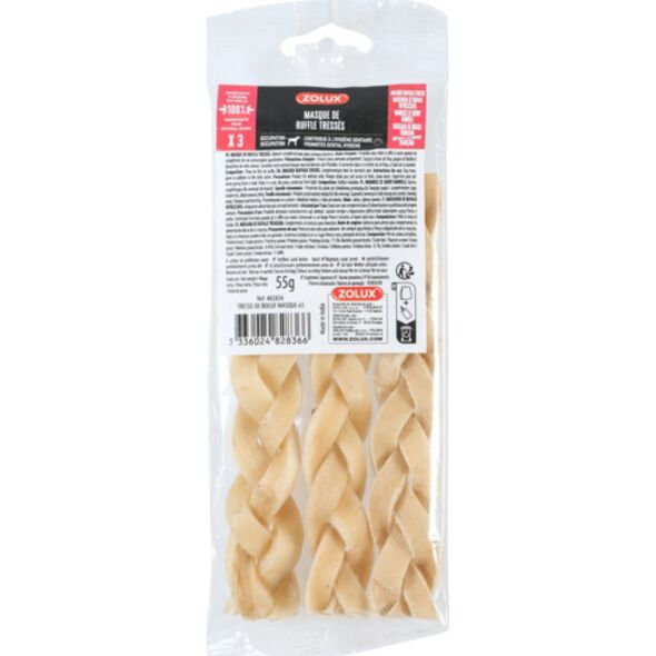 Zolux ZOLUX Warkocz z suszonej skóry bawolej x 3, 55 g 13110205 3336024828366