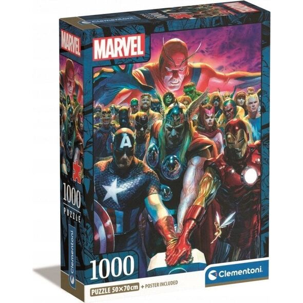 Clementoni Puzzle 1000 elementów Compact Marvel The Avengers 13213414 8005125399154