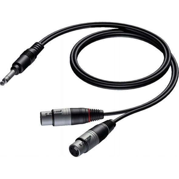 Kabel Procab PROCAB CAB734/1.5 Wtyk stereo 6,3 mm – 2 złącza żeńskie XLR, 1,5 m 13332299 5414795001732