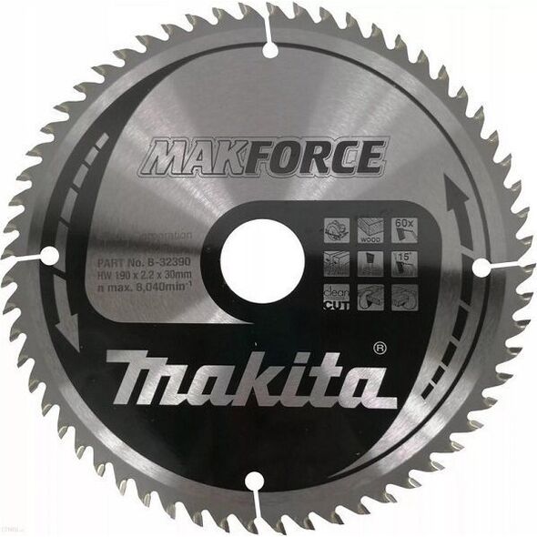 Makita PIŁA SPIEKOWA DO DREWNA MAKFORCE 190*30MM 60Z (1 SZT) 13361405 1110003673732