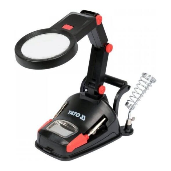 Yato UCHWYT TYPU TRZECIA RĘKA Z PODWÓJNĄ LUPĄ, PODŚWIETLENIE LED (1 SZT) 13363539 5906083090837