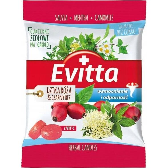 polbioeco Evitta Cukierki bez cukru dzika róża - czarny bez 60 g 13399903 5901315084127