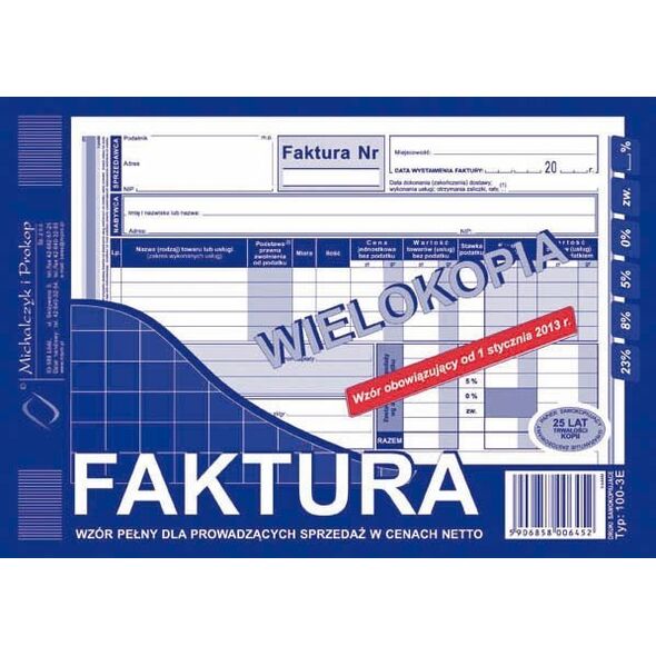 Michalczyk i Prokop FAKTURA NETTO A5 (PEŁNA) (WIELOKOPIA) MICHALCZYK I PROKOP 13404417 5906858000757