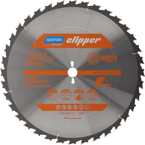Norton Cutting disc 450x4.4/3.0x30 Z36 Norton CLIPPER PRO WOOD RIPPING 13529446 5450248806509