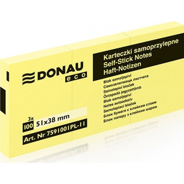Donau Karteczki Donau Eco 38x51mm żółte (3x100) - 13749597 9003106578887
