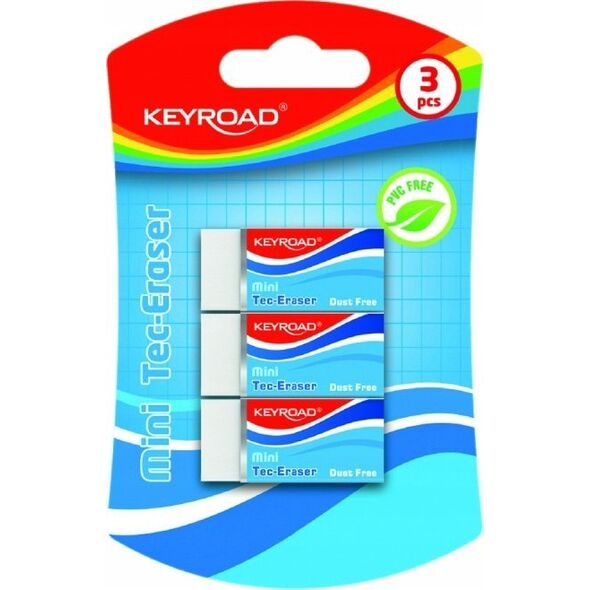 Keyroad Gumka do ścierania KEYROAD Tec-Eraser, mini, techniczna, 3 szt., blister, biała 13757140 6954884511685