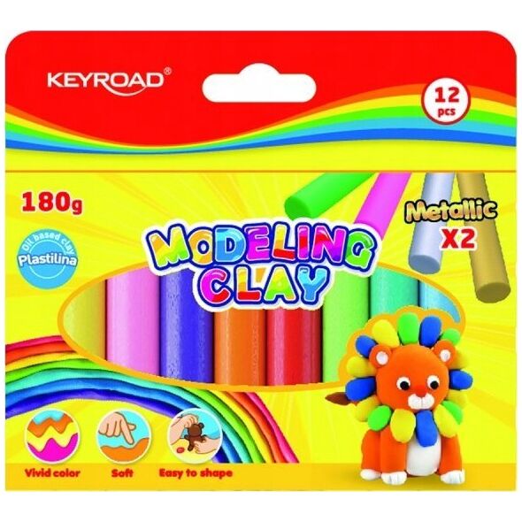 Keyroad Plastelina KEYROAD, okrągła, 12x15g, pudełko, mix kolorów 13757160 6941288728306