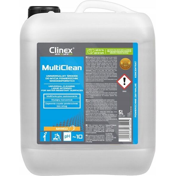 Clinex Uniwersalny środek CLINEX Multi Clean, do mycia powierzchni wodoodpornych, Mango, 5l 13828604 5907513275404