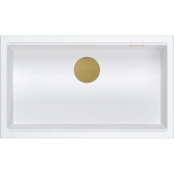Zlewozmywak GraniteQ LOGAN 110 GraniteQ zlewozmywak snow white 76x44x23,5 cm 1-komorowy wpuszczany z syfonem manualnym złoty 13874875 5905505500046