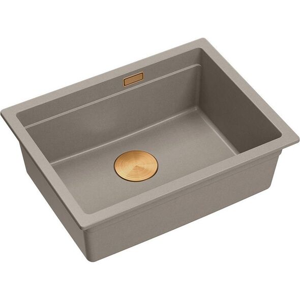 Zlewozmywak GraniteQ LOGAN 100 GraniteQ zlewozmywak soft taupe 59,5x45,1x21,5 cm 1-komorowy podwieszany z syfonem manualnym stal szlachetna 13876904 5905505500602