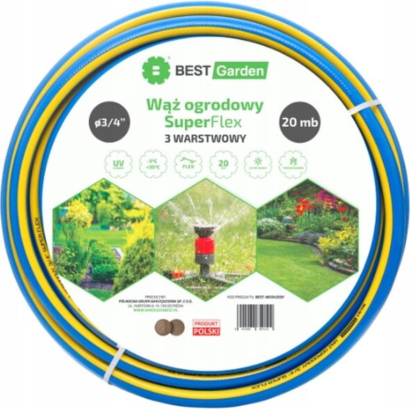 BEST GARDEN WĄŻ OGRODOWY 3/4” 20m SUPER FLEX BEST GARDEN 13933664 5902082859109