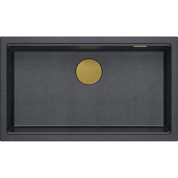Zlewozmywak GraniteQ LOGAN 110 GraniteQ zlewozmywak black diamond 76x44x23,5 cm 1-komorowy wpuszczany z syfonem manualnym złoty 13949671 5905505500220