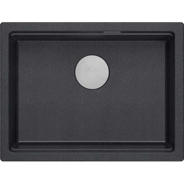 Zlewozmywak GraniteQ LOGAN 100 GraniteQ zlewozmywak black diamond 59,5x45,1x21,5 cm 1-komorowy podwieszany z syfonem manualnym stal szlachetna 13950194 5905505500787