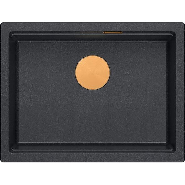 Zlewozmywak GraniteQ LOGAN 100 GraniteQ zlewozmywak black diamond 59,5x45,1x21,5 cm 1-komorowy podwieszany z syfonem manualnym miedziany 13950720 5905505500800