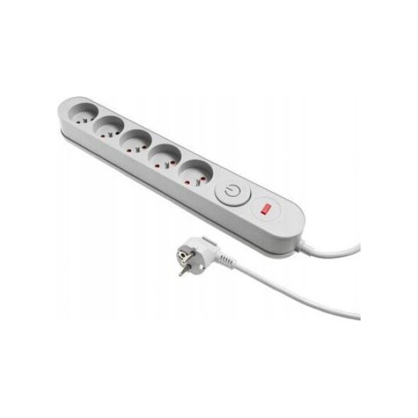 Listwa zasilająca Plastrol Plastrol Filtr W-00018 listwa zasilająca z układem przeciwprzepięciowym pięć gniazd, włącznik szara 13955281 5902273423874