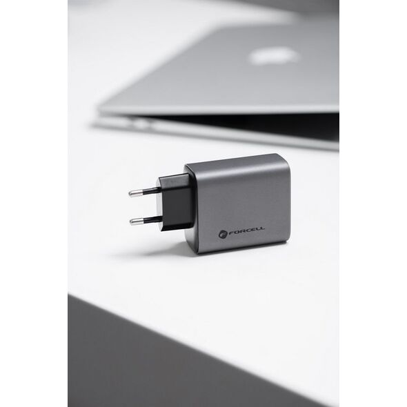 Ładowarka ForCell FORCELL F-ENERGY GaN VT-42B ładowarka sieciowa 2 x Typ C + USB A PD QC4.0 4A 65W szara 13959160 5903396231452