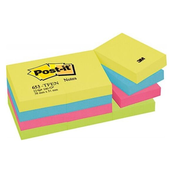 Post-it Karteczki Post-it 38x51mm (653-TFEN) mix kolorów (12x100) - 13988954 4064035065898
