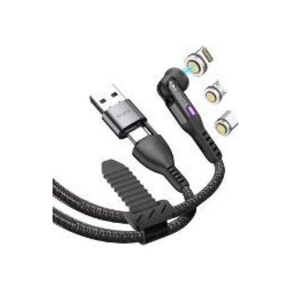 Kabel USB STATIK Statik 360 Pro - kabel USB-C z adapterem USB-A oraz trzema wymiennymi wtyczkami magnetycznymi, 2m (USB-C, micro USB, lightning) (black) 14011276 810024055159