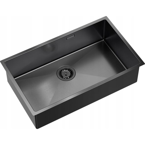 Zlewozmywak GraniteQ Quadron | ANTHONY 80 | stalowy zlewozmywak kuchenny GRAPHITE METAL PVD | wymiary: 74 x 44 x 20,5 cm | 1-komorowy podwieszany/wpuszczany | podbudowa sz 14045353 5905505505867