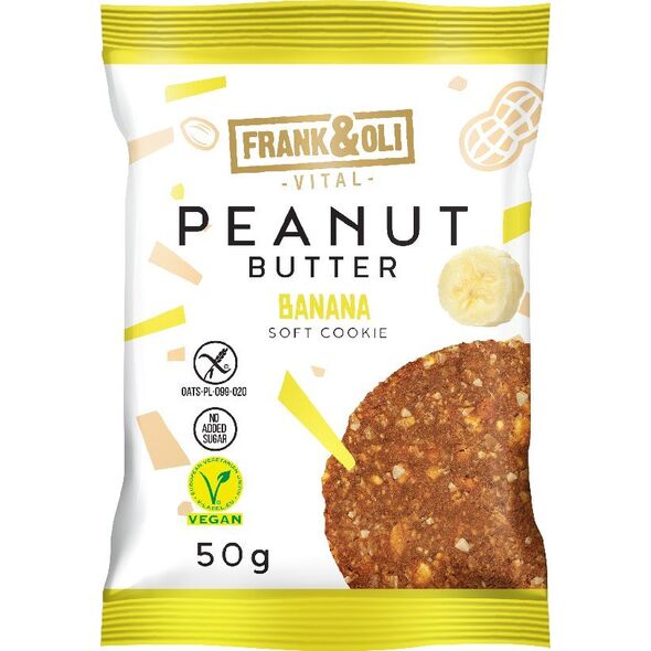 Frank&Oli Ciastko z pastą orzechową i suszonym bananem bezgluten. 50g 14055930 5900316552406