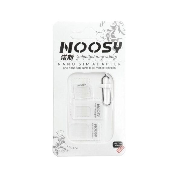 OEM Zestaw Adapterów Nano Sim/Micro,Micro Sim i Nano/Sim (NOOSY 3w1) biały 14059958 5903396086748