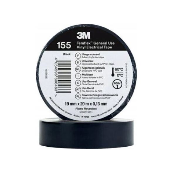 3M Taśma izolacyjna 3M PVC Temflex 155 1300 DE272962783 19mmx20m czarna 14082002 4054596606463