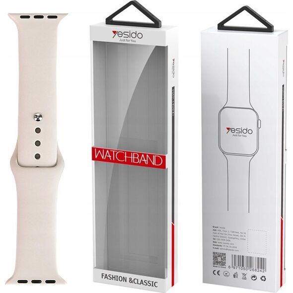 Yesido yesido WB44 Silikonowy Pasek do iWatch S 38/40/41 (97+110) #45 STARLIGHT/BEŻOWY 14115318 5901313881735