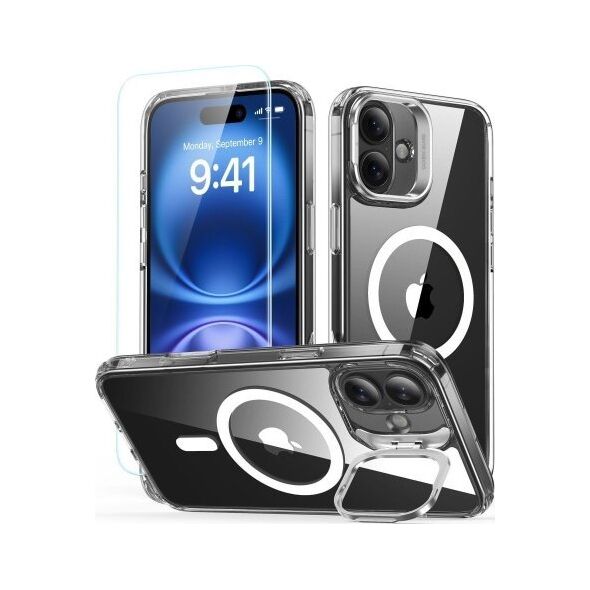 ESR ESR CLASSIC HYBRID KICKSTAND HALOLOCK MAGSAFE & TEMPERED GLASS IPHONE 16 PLUS CLEAR 14158710 4894240243664